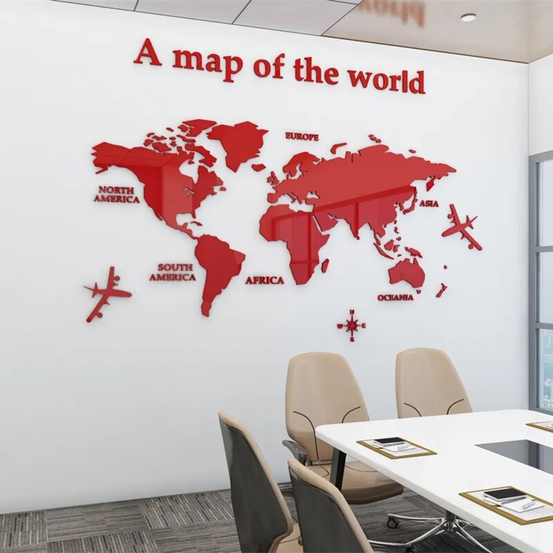 3D World Map Wall