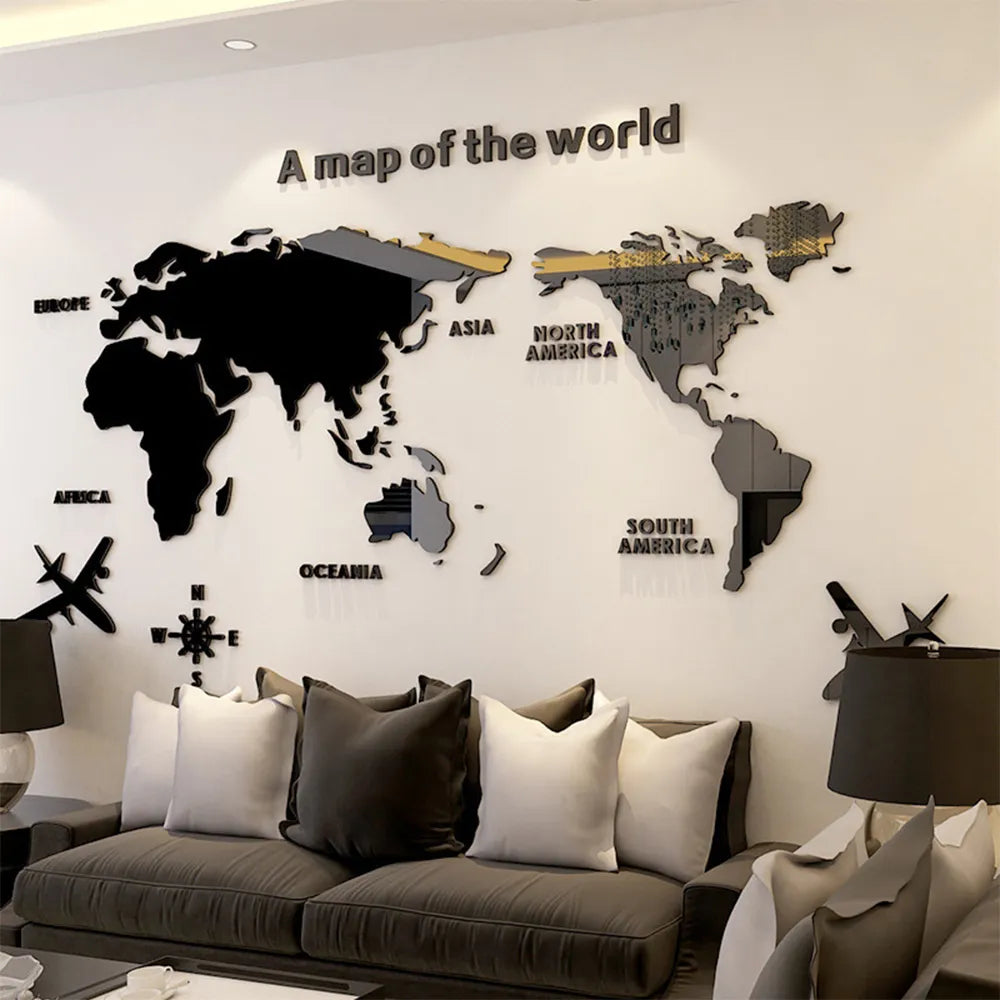 3D World Map Wall