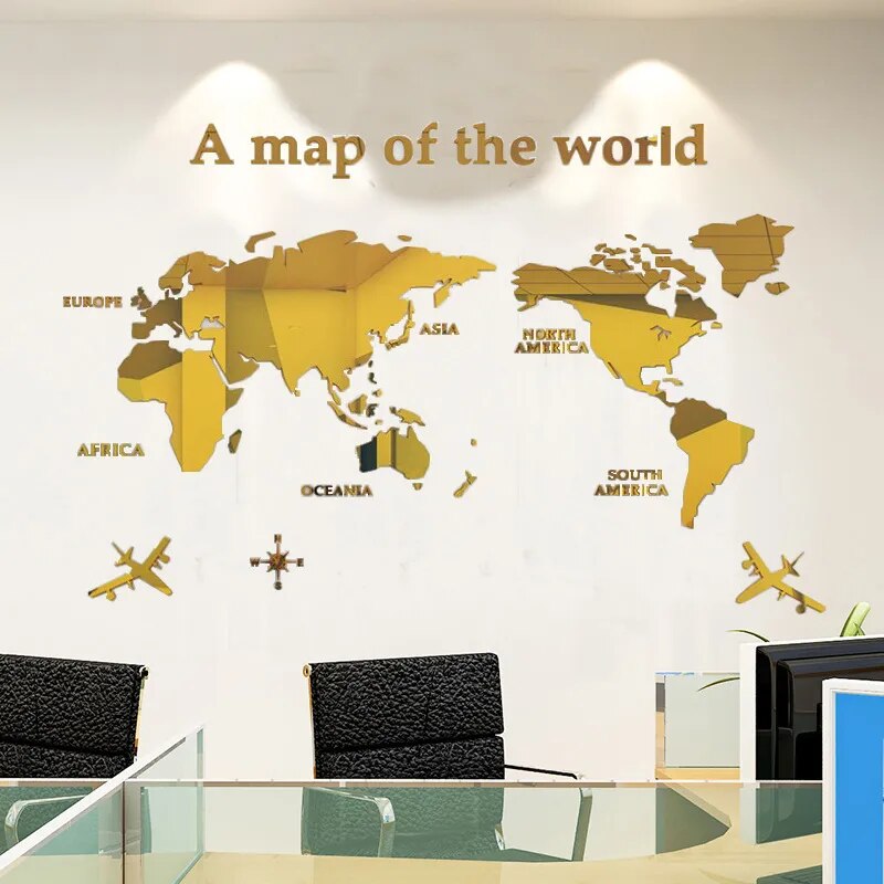 3D World Map Wall