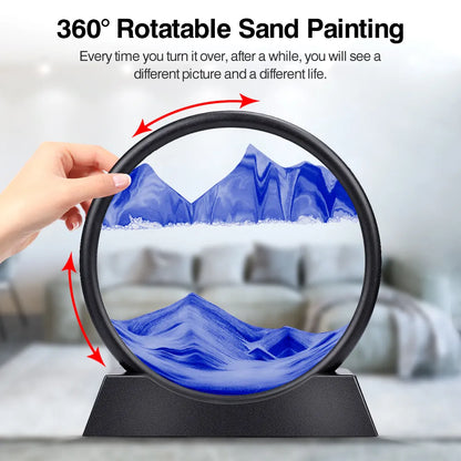 Moving Sand Art Picture Round Glass