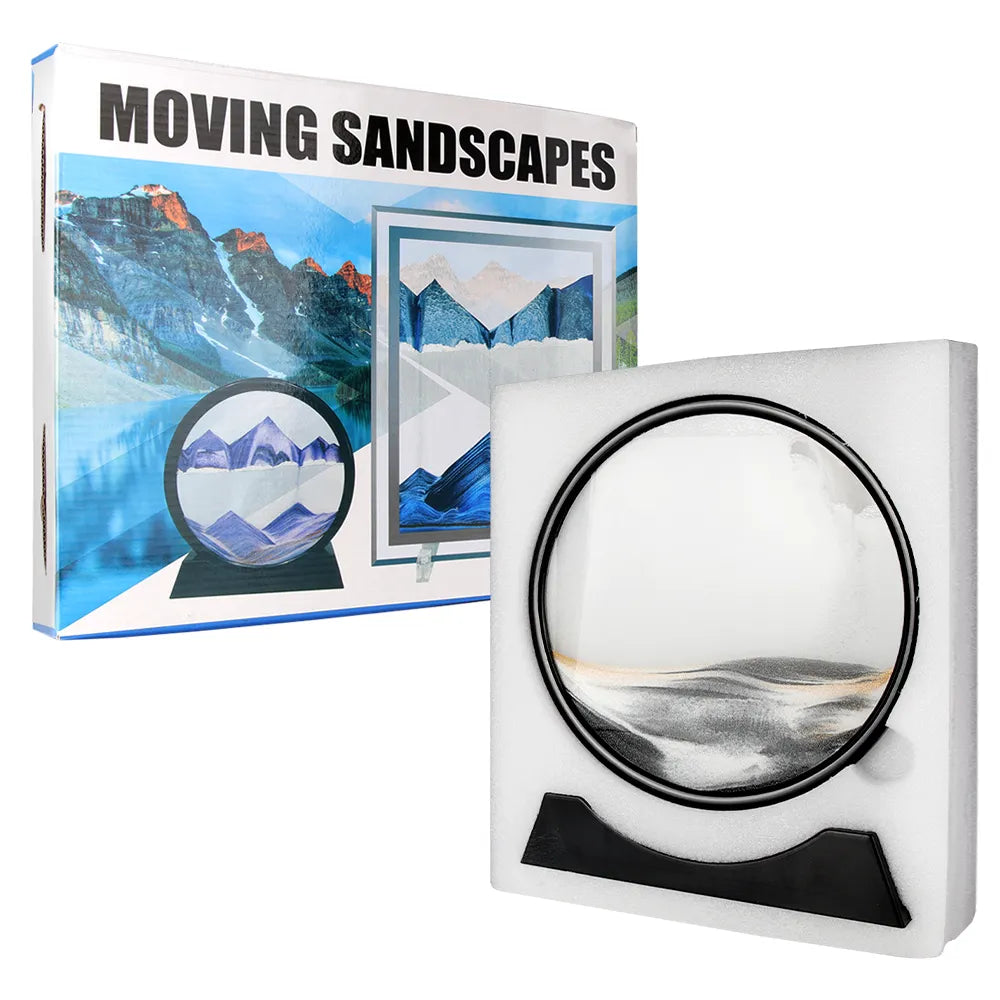 Moving Sand Art Picture Round Glass