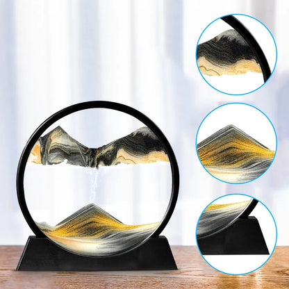 Moving Sand Art Picture Round Glass